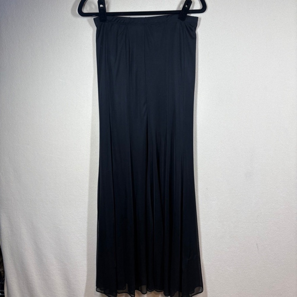 Vtg Onyx Nite‎ Fairy Grunge Paneled Bias Sheer Lined Maxi Skirt M Black FLAW